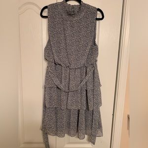 Blue floral ruffle dress